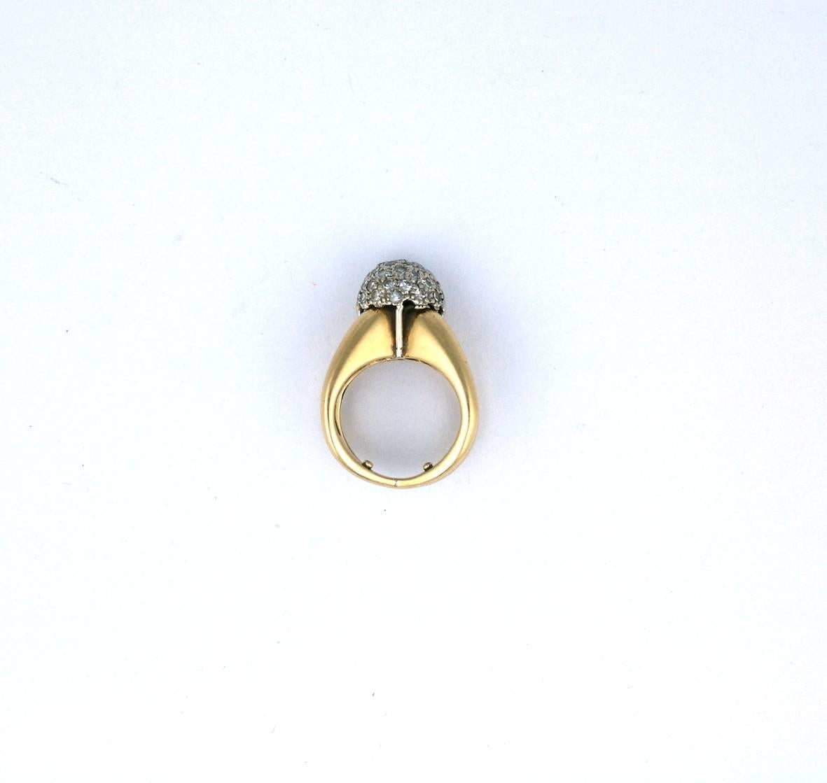 Modernist Pave Diamond Ball Ring, 1960s For Sale