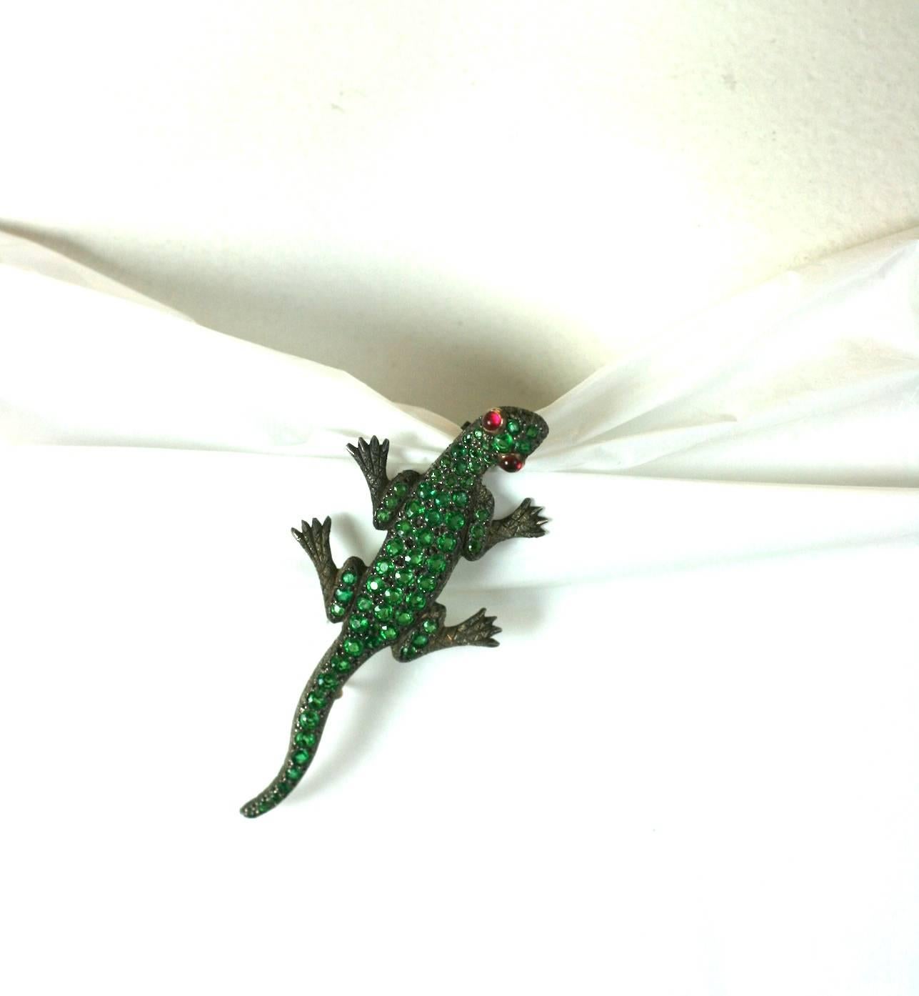 Charming Victorian Jeweled Lizard Brooch For Sale 3