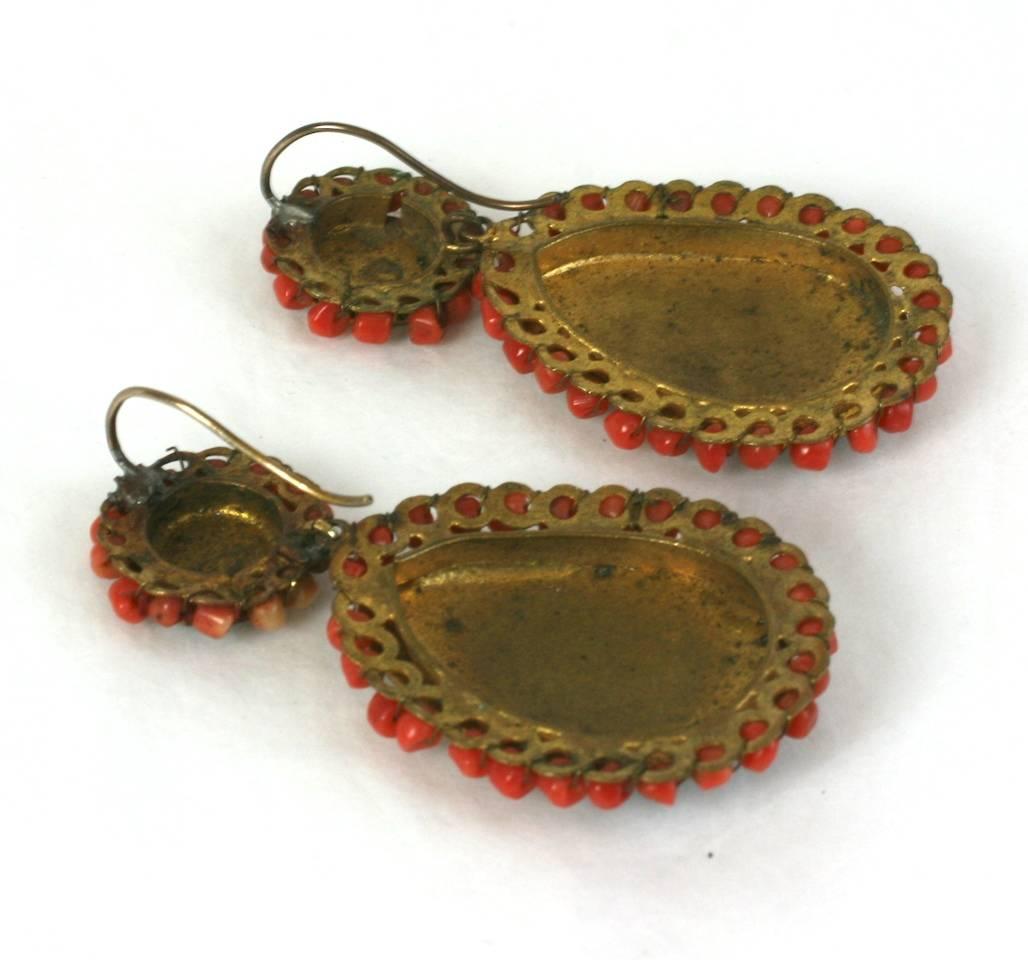 Victorian Enamel and Coral Earrings In Excellent Condition In New York, NY
