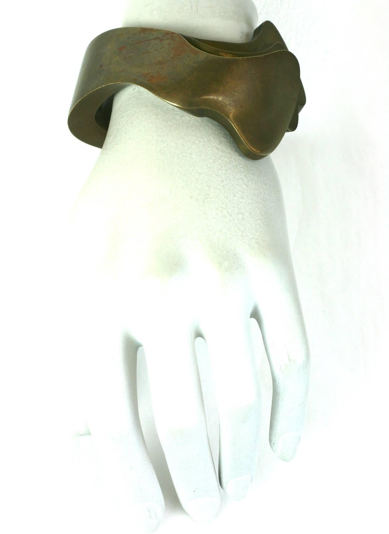 Extraordinary Modernist Biomorphic Artisan Cuff For Sale 5