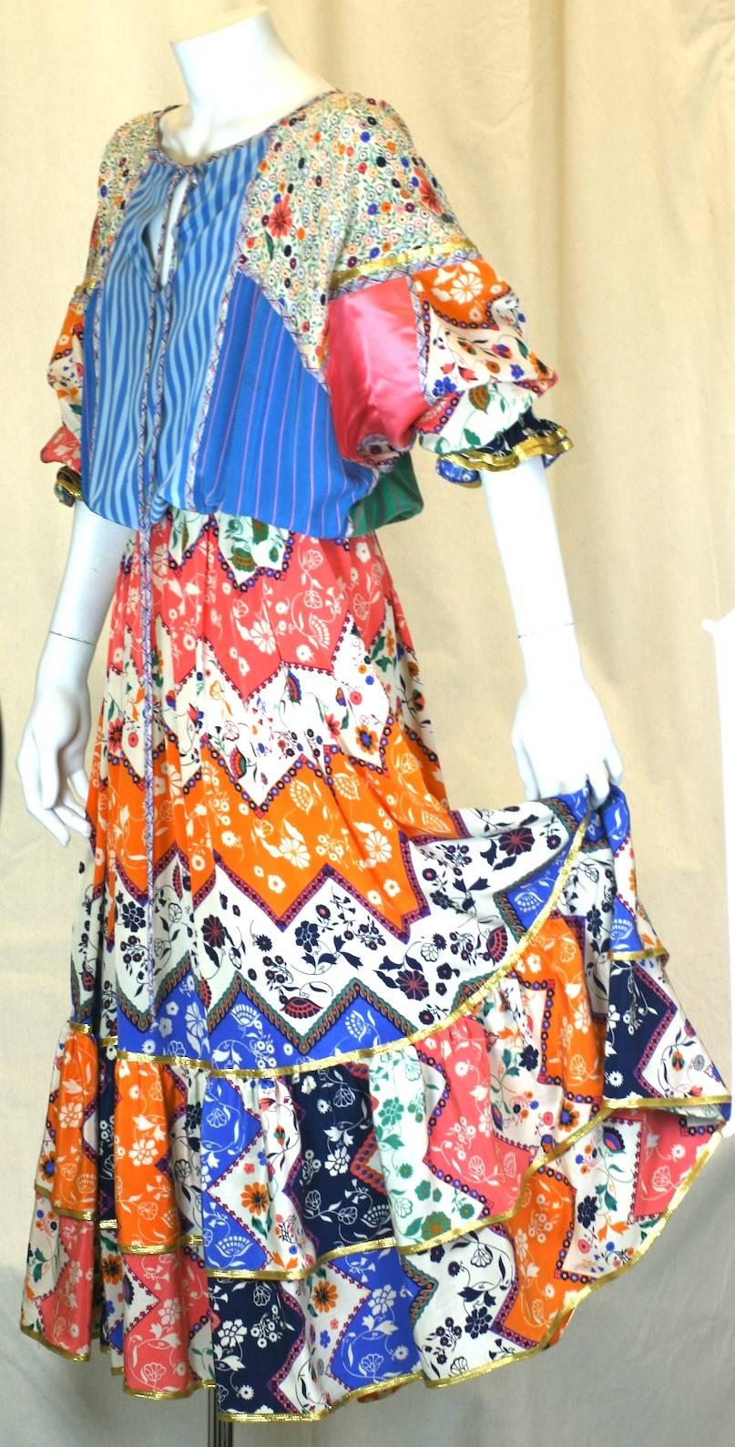 Women's Koos Pieced Silk Crepe Boho Dress For Sale