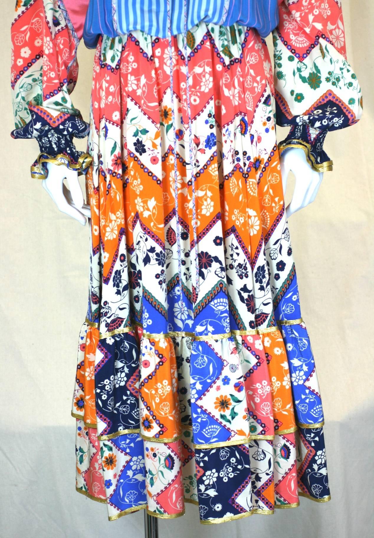 Beige Koos Pieced Silk Crepe Boho Dress For Sale
