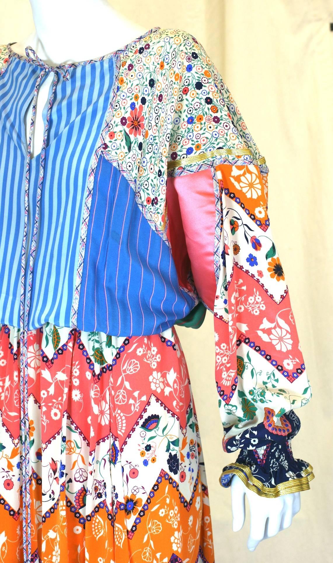 Koos Pieced Silk Crepe Boho Dress For Sale 2