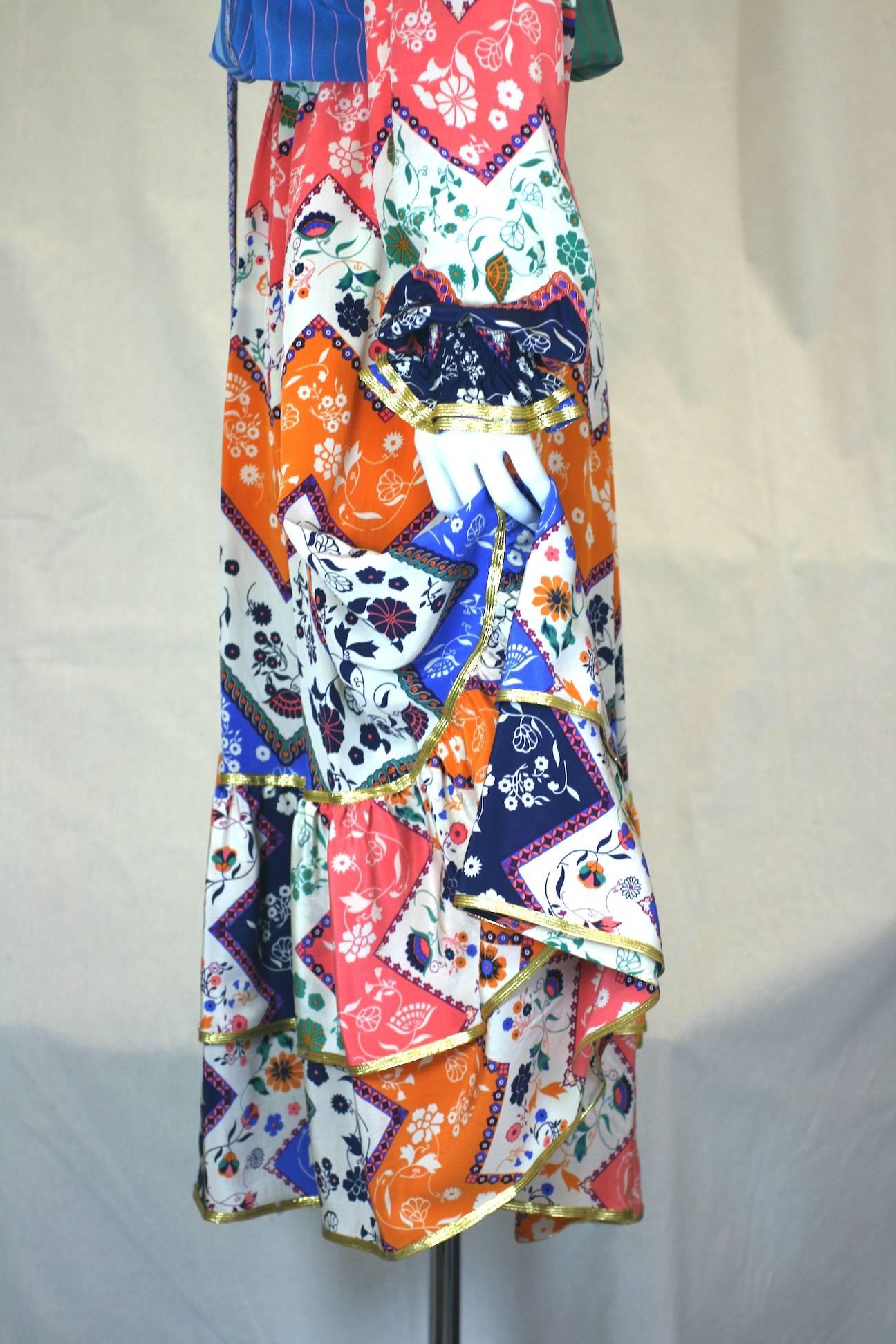 Koos Pieced Silk Crepe Boho Dress For Sale 3