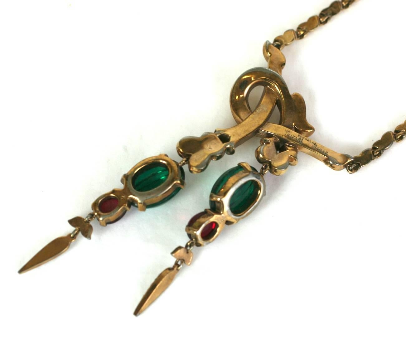 Art Deco Trifari Moghul Pendant Necklace by Alfred Phillipe For Sale