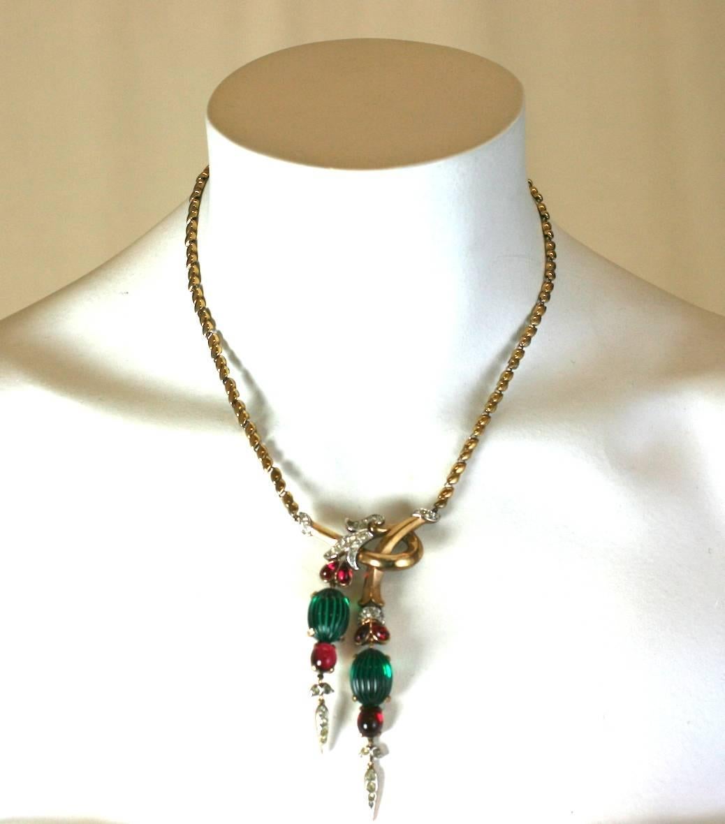 Trifari Moghul Pendant Necklace by Alfred Phillipe In Excellent Condition For Sale In New York, NY