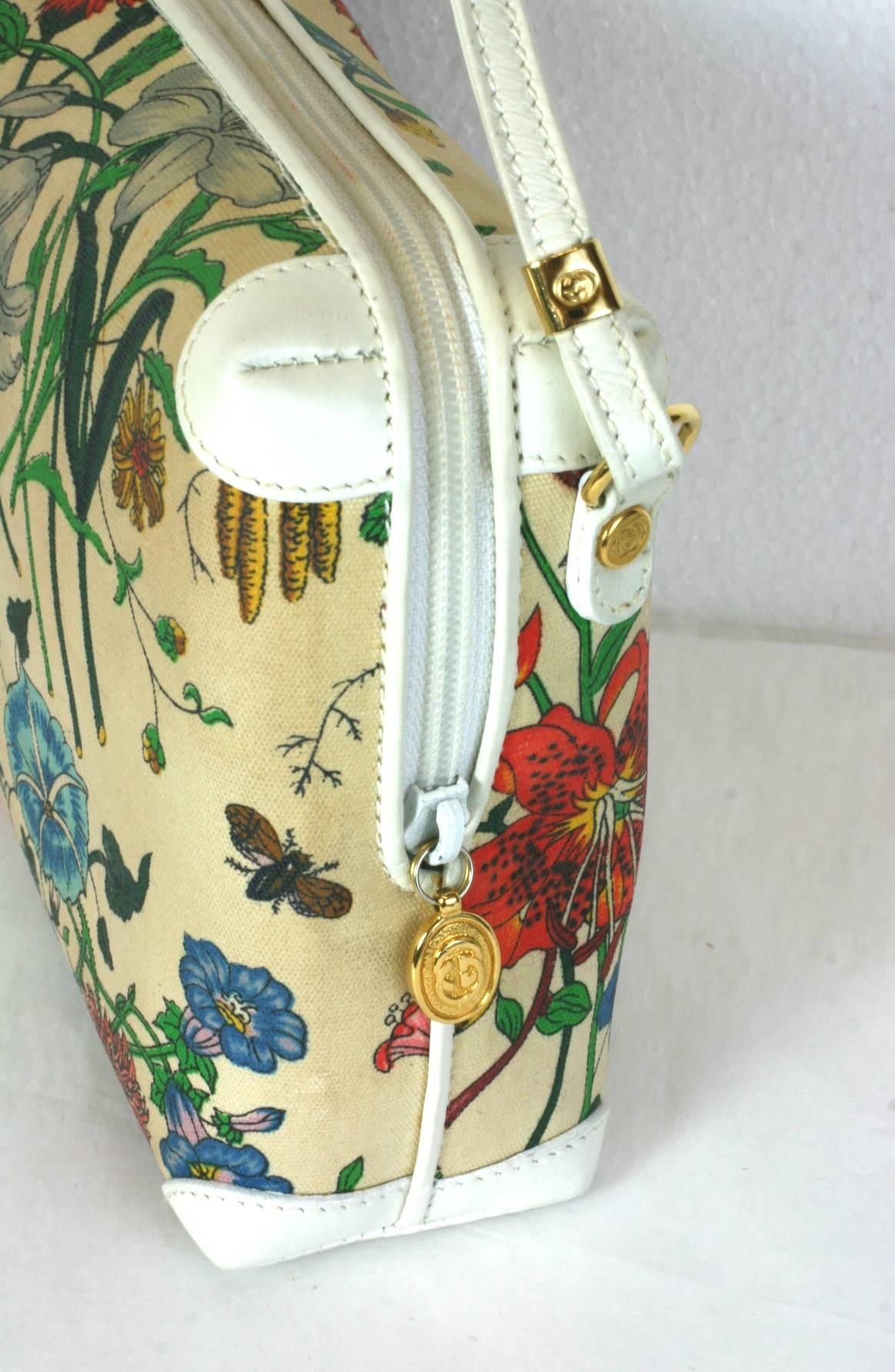Beige Gucci Floral Print Mini Shoulder Bag