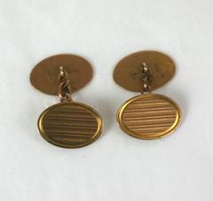 Elegant Art Deco Striped Gold Cufflinks