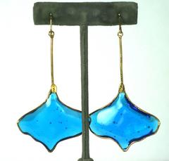 MWLC Sapphire Poured Glass Gingko Earrings