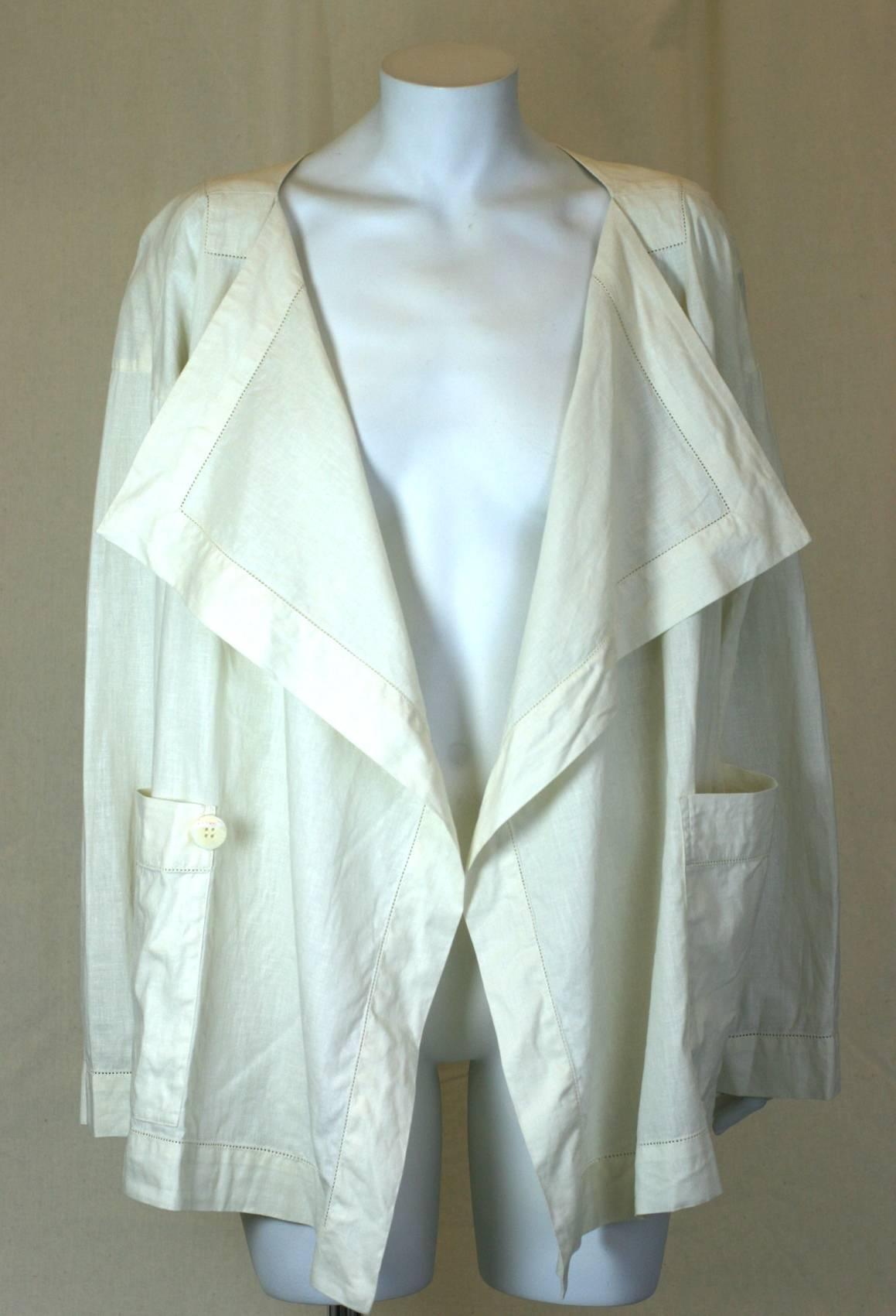 Women's or Men's Issey Miyake Linen Drape Lapel Jacket