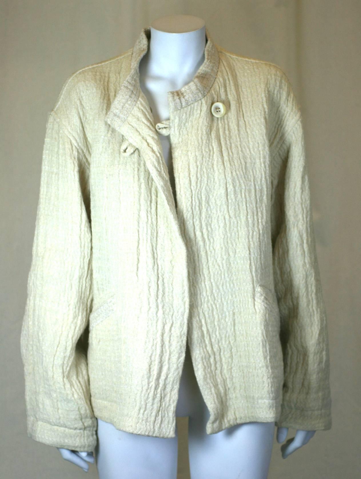 Issey Miyake - Veste jute et laine froissée en laine Unisexe en vente