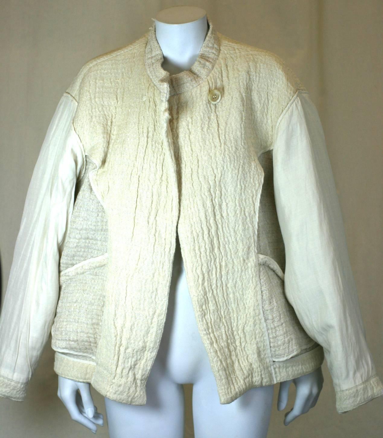 Women's or Men's Issey Miyake Jute and Wool Crinkle Jacket For Sale