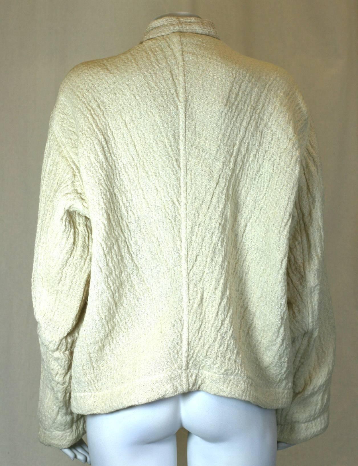 Issey Miyake - Veste jute et laine froissée en laine Excellent état - En vente à New York, NY