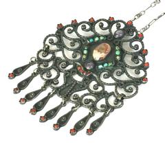 Mat'l Style Sterling and Stone Pendant Necklace