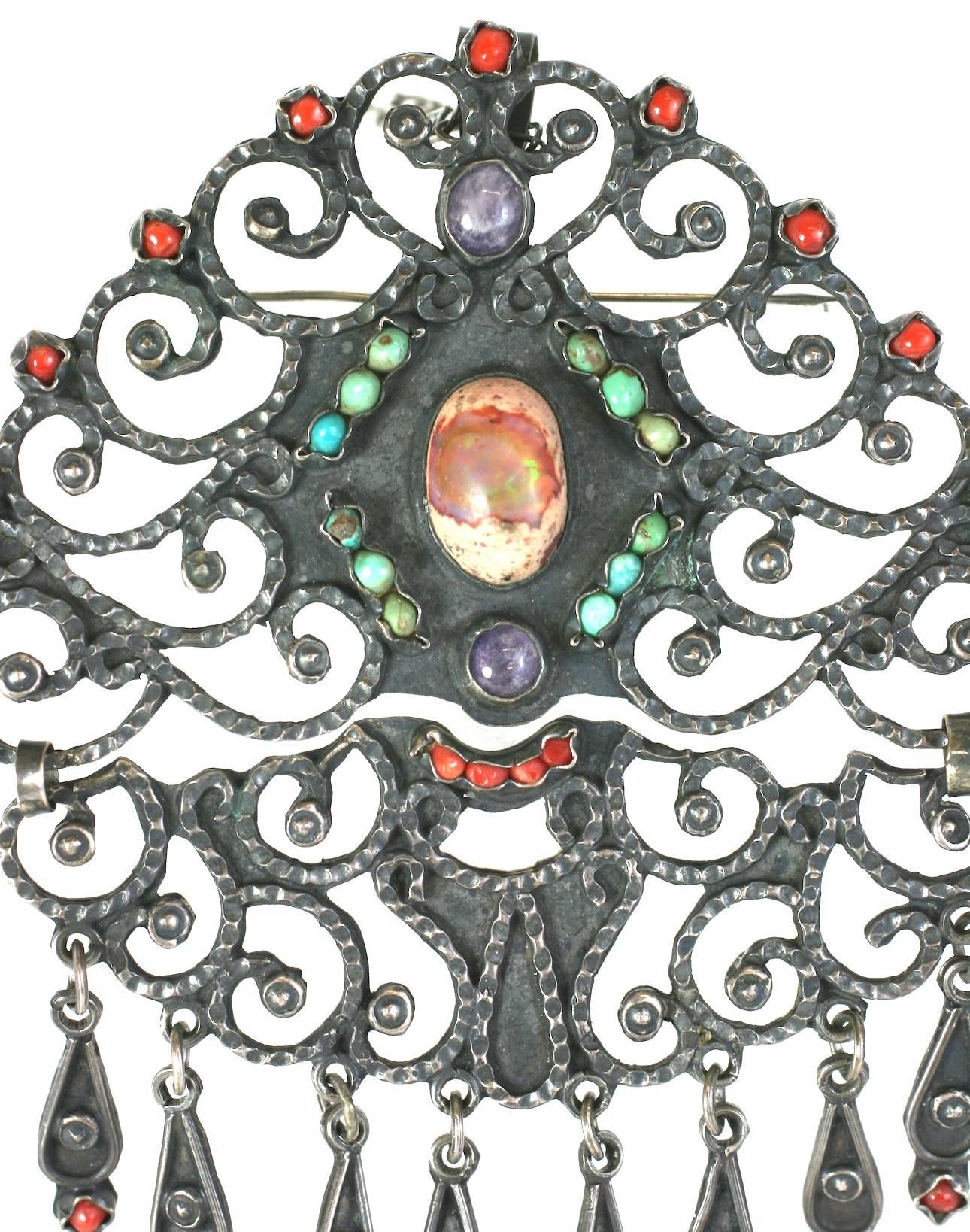 Halskette mit Anhänger aus Sterling und Stein im Mat'l Style im Angebot 3