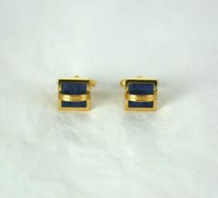 Lanvin Mintfarbene Manschettenknöpfe mit Lapis Quarz-Logo