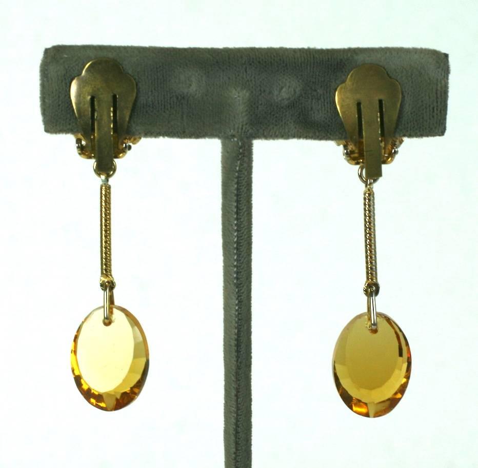 Louis Rousselet Faux Citrine Earrings In Excellent Condition For Sale In New York, NY