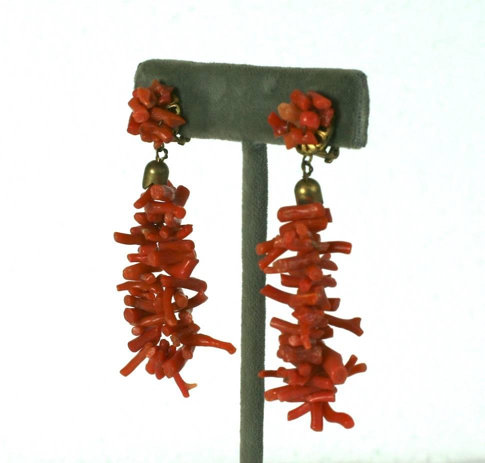 Italian Branch Coral Earrings with clip back fittings. 1950's Italy. Excellent Condition. 
Length 2.50
