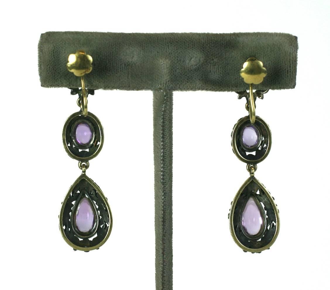 Victorian Late 19th Century Antique Amythest Drop Earrings For Sale