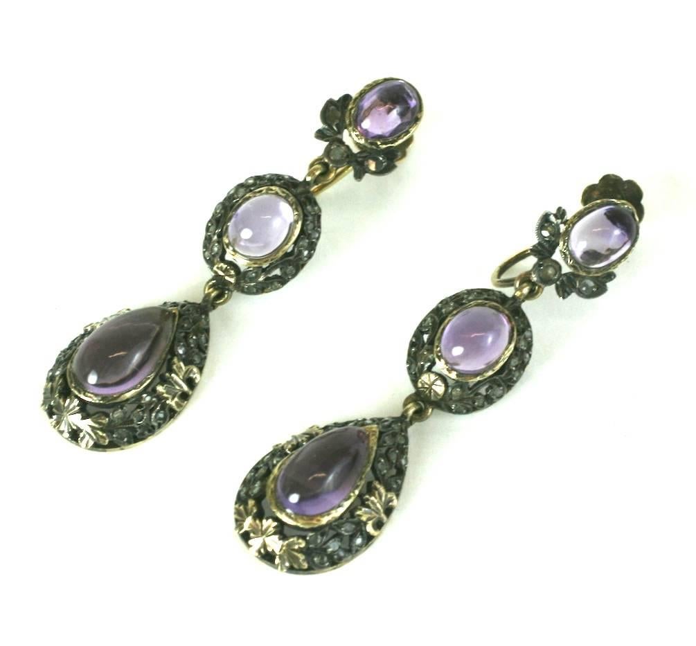Late 19th Century Antique Amythest Drop Earrings In Excellent Condition For Sale In New York, NY