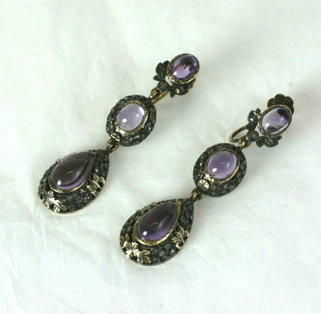 Women's or Men's Late 19th Century Antique Amythest Drop Earrings For Sale