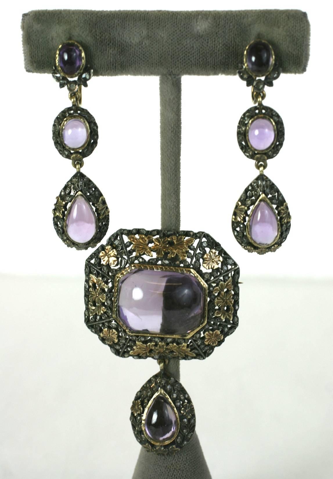 Late 19th Century Antique Amythest Drop Earrings For Sale 2
