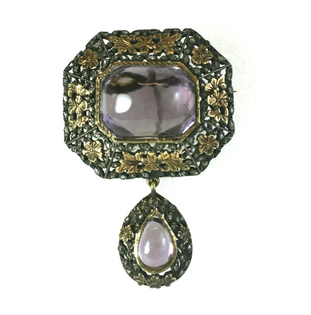 19th Century Amythest Pendant Brooch For Sale