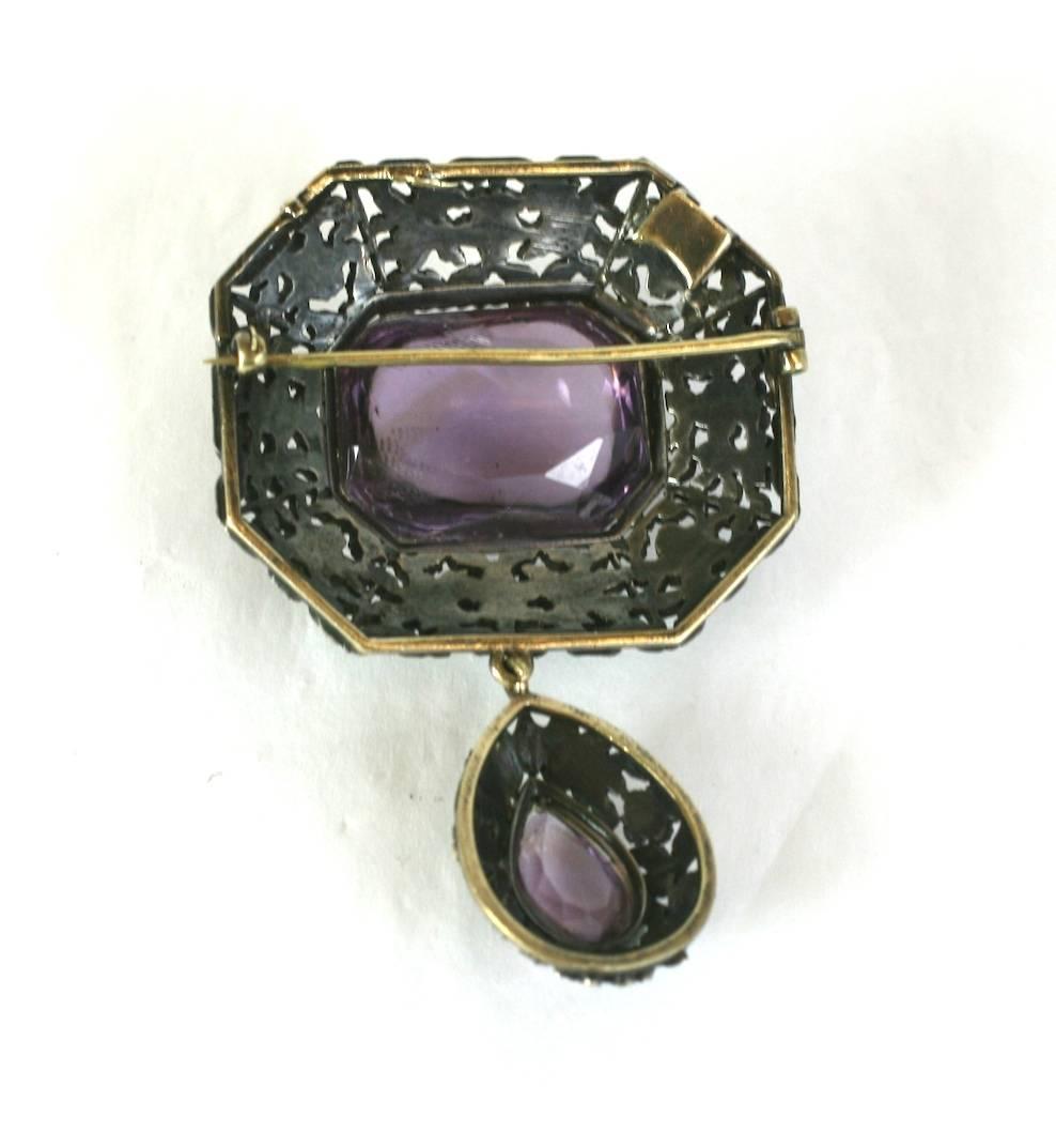 Women's or Men's 19th Century Amythest Pendant Brooch For Sale