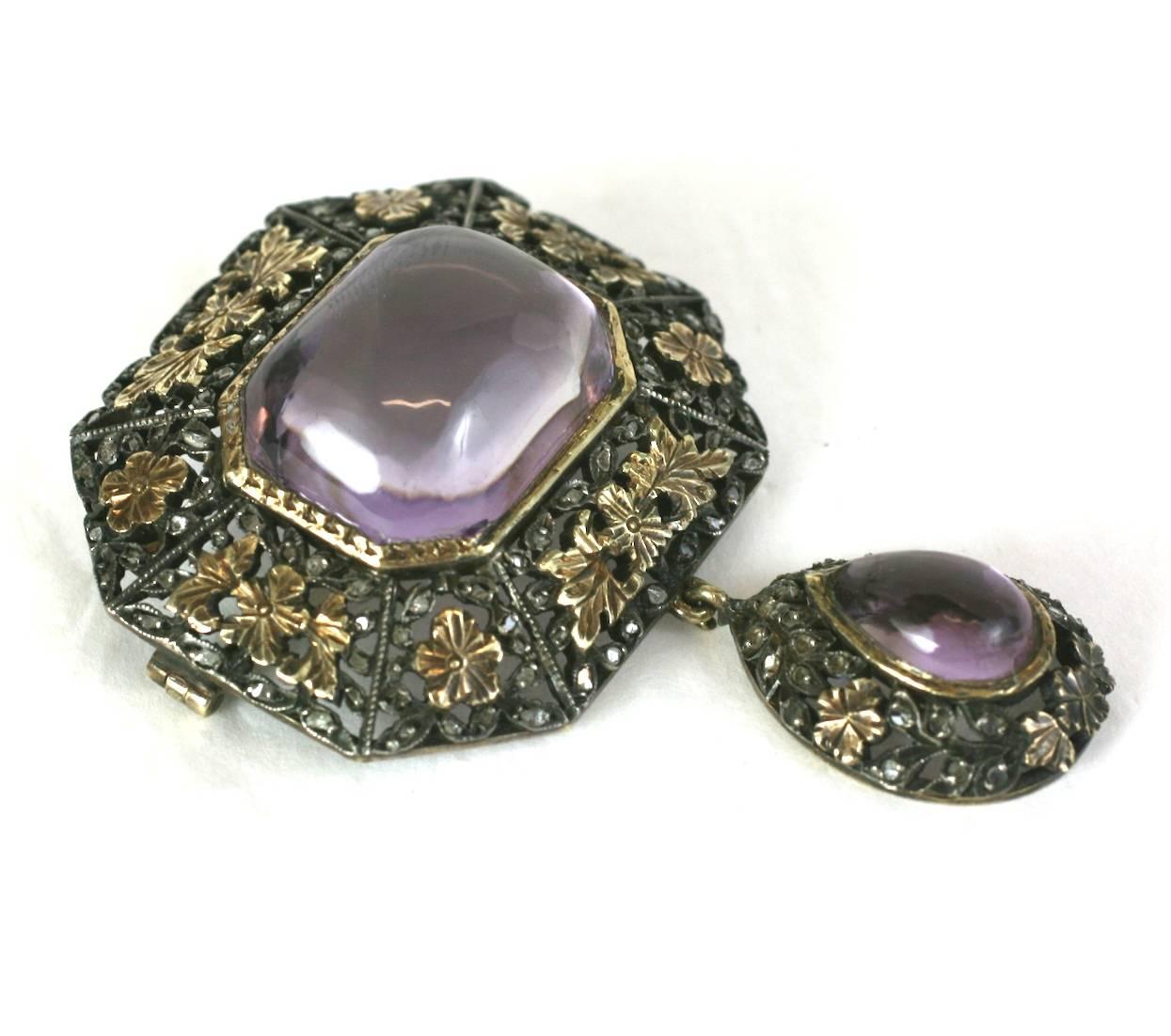19th Century Amythest Pendant Brooch In Excellent Condition For Sale In New York, NY