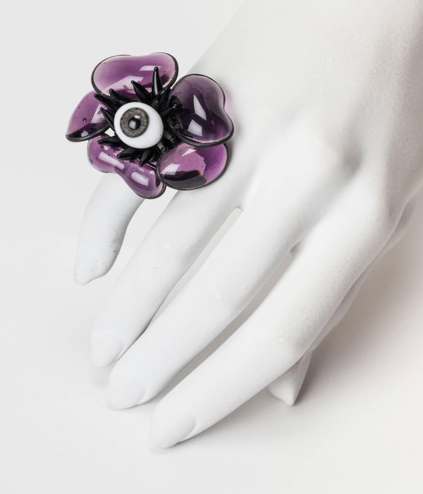 MWLC Surrealist Amythest Poppy Ring In New Condition For Sale In New York, NY