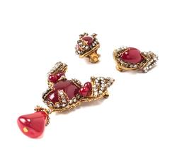 Miriam Haskell Ruby Pate de Verre and Rose Monte Suite