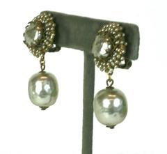 Miriam Haskell Seed Pearl Pendant Earclips