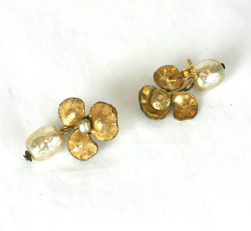 Miriam Haskell Pansy Earclips In Excellent Condition In New York, NY