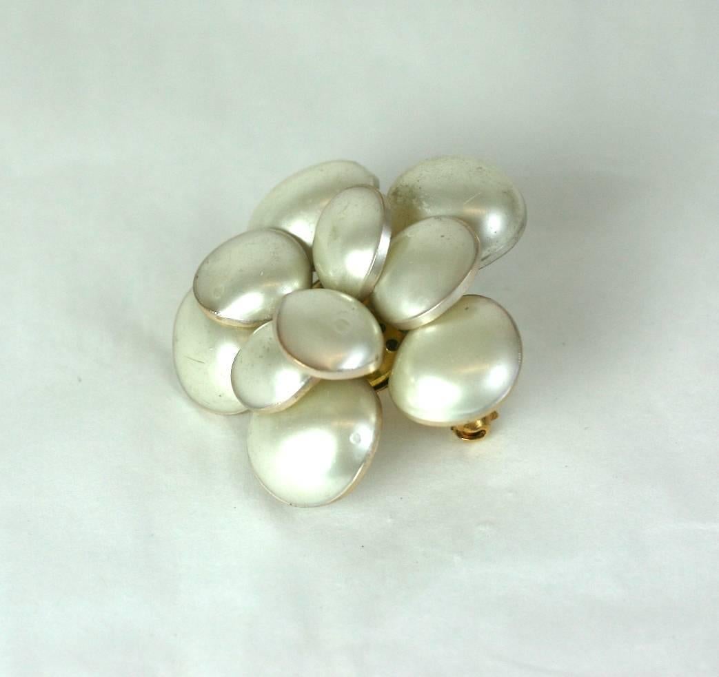 Classic Maison Gripoix for Chanel pearlized glass signature Camellia brooch, by Maison Gripoix. Handmade. Excellent Condition. 1990's France. 
2