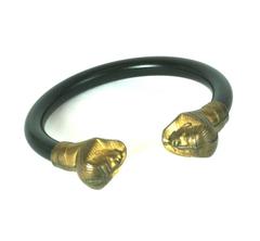 Egyptian Revival Gilt Metal and Bakelite Bangle Bracelet