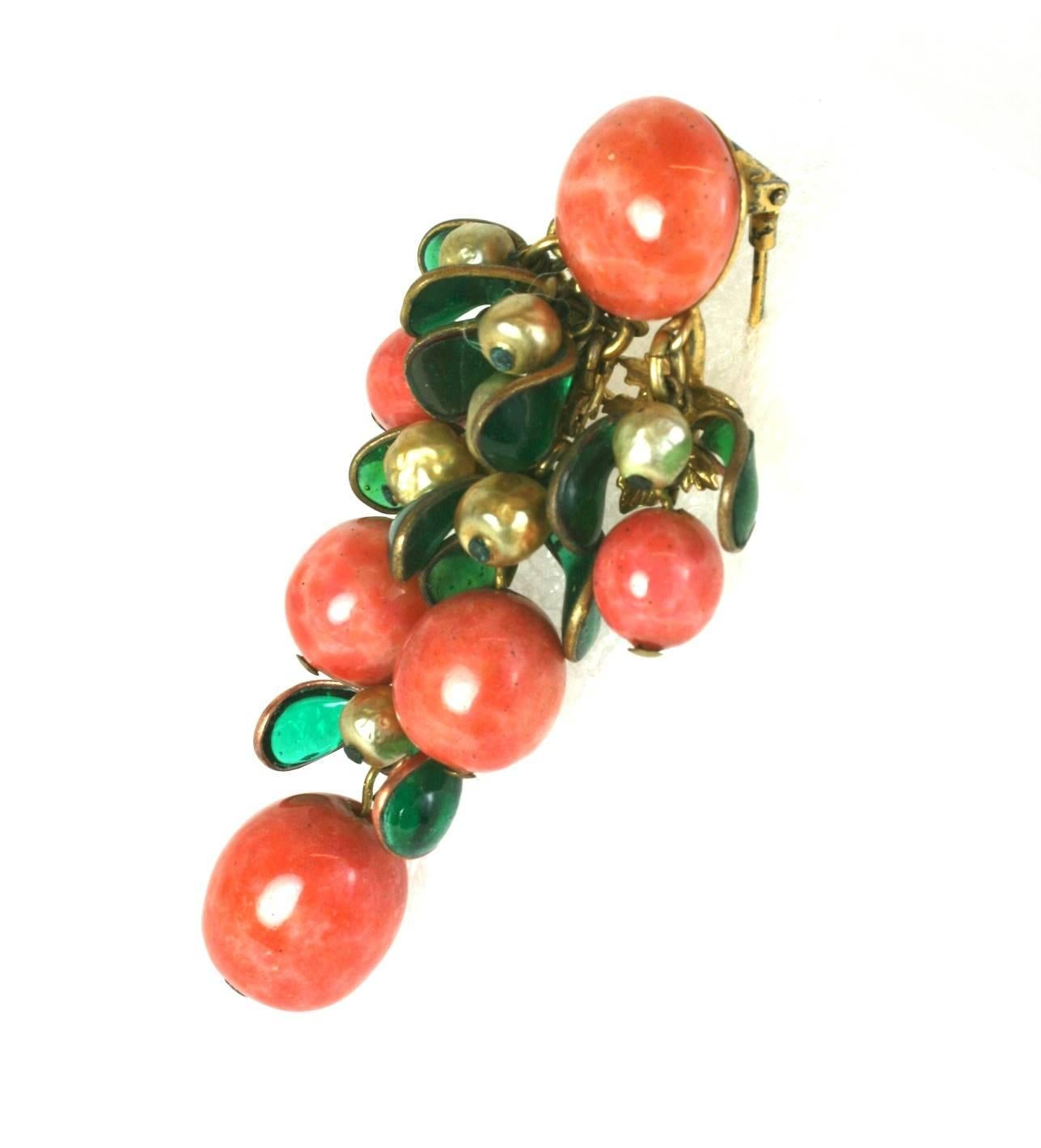 Nettie Rosenstein Pate De Verre Clip made in the 1930's. Many of costume jewelry houses imported 