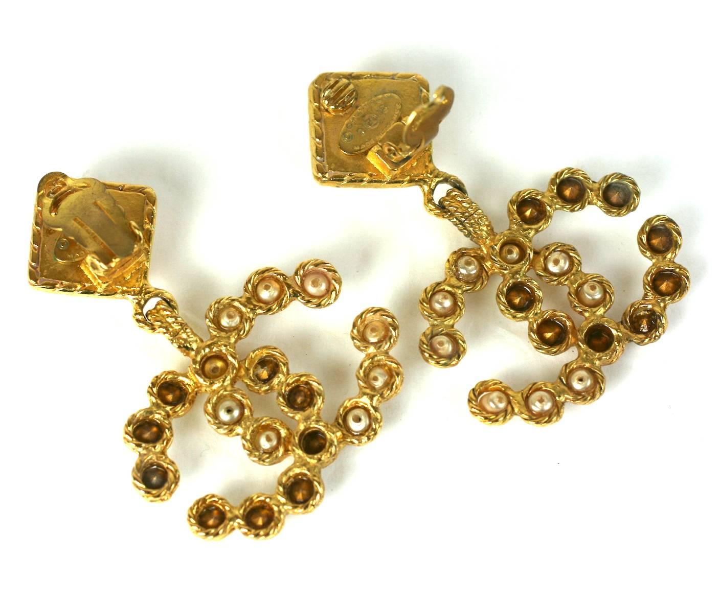 chanel pearl drop earrings