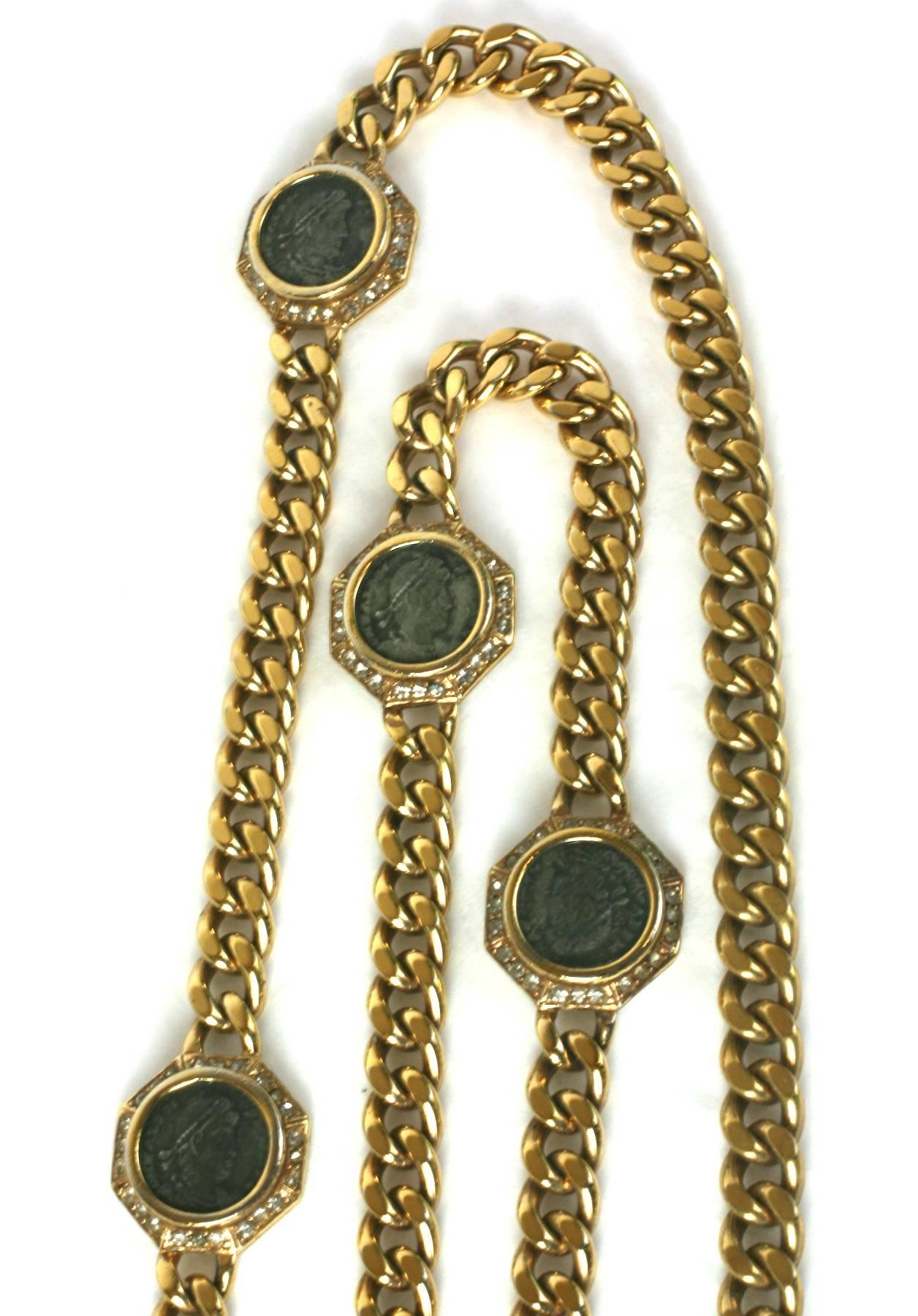 Ciner Ancient Coin Chain Necklace In Excellent Condition In New York, NY