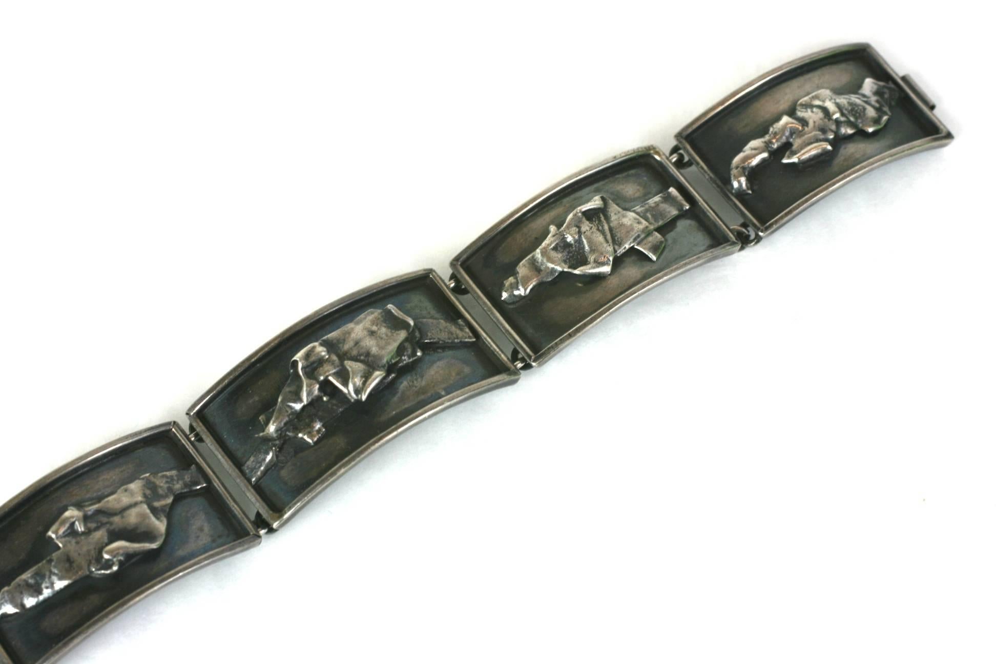 Sterling Brutalist Link Armband (Modernistisch) im Angebot