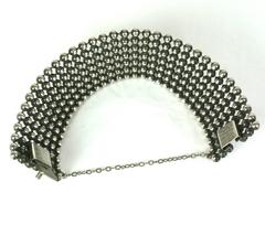 French Silvered Metal Ball Chain Cuff Bracelet