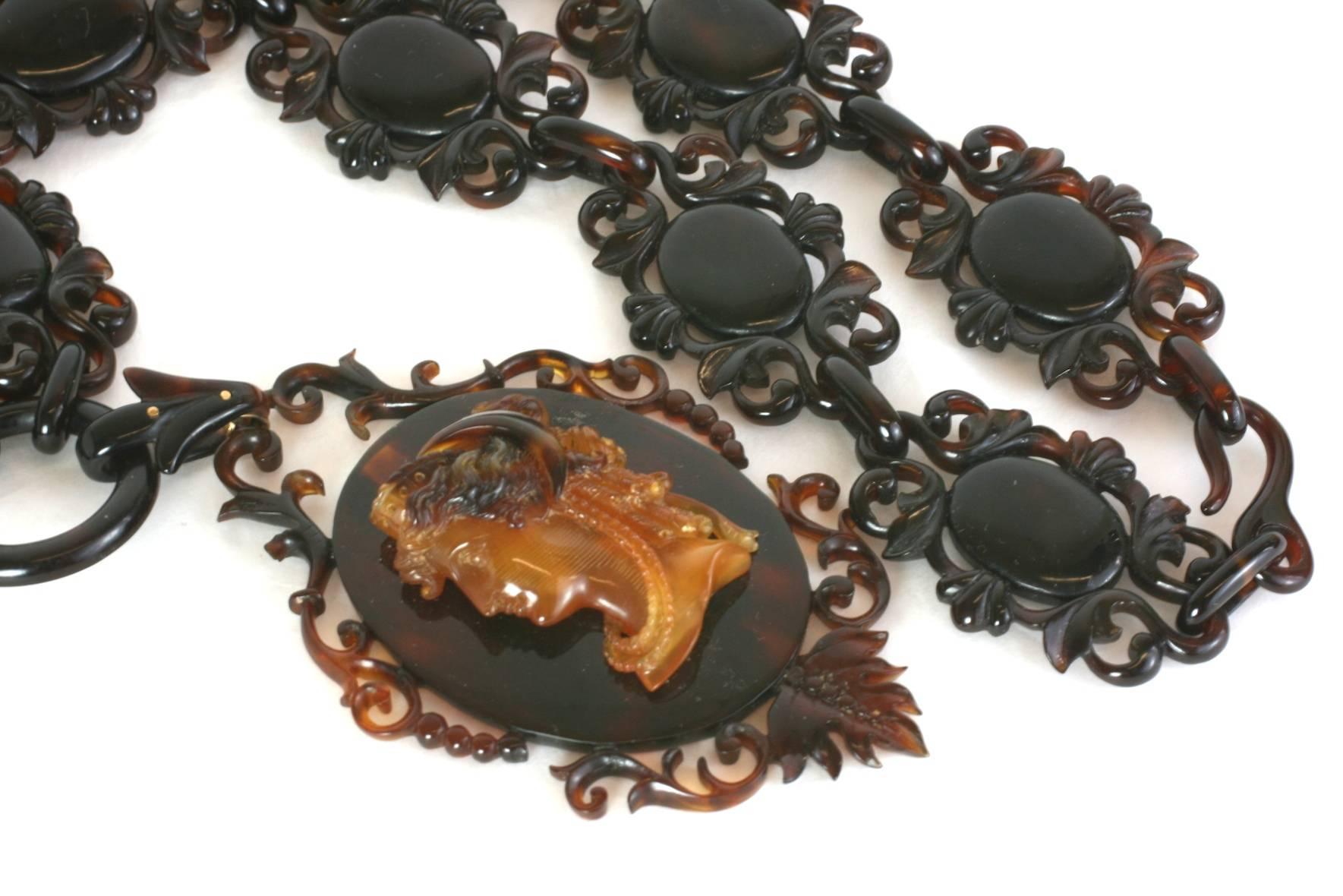 Amazing Victorian Tortoise Cameo Necklace For Sale 1