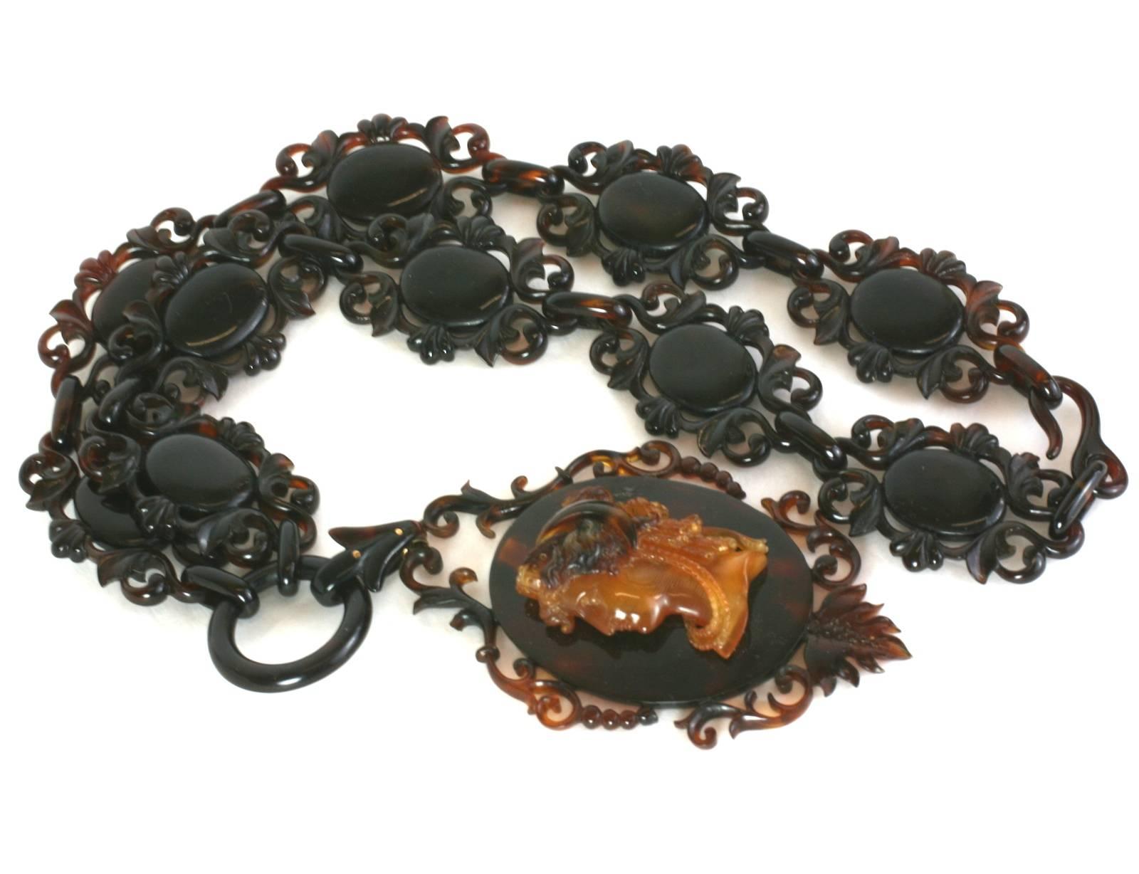 Women's Amazing Victorian Tortoise Cameo Necklace For Sale
