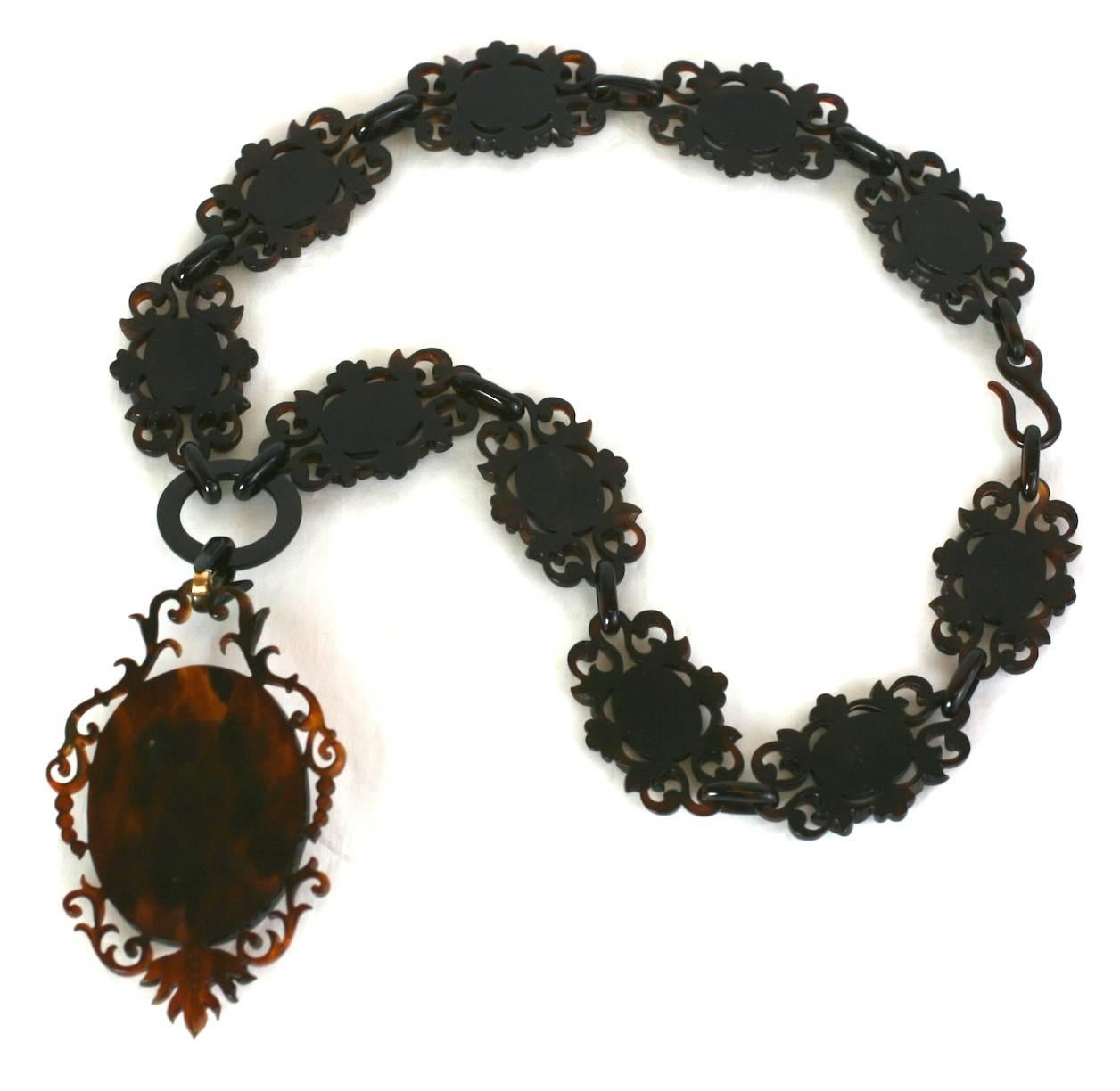 Amazing Victorian Tortoise Cameo Necklace For Sale 2