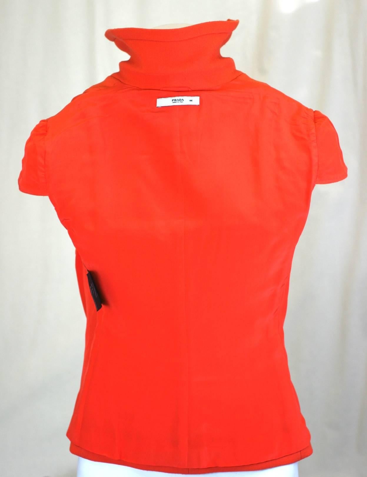 Red Prada Structured Orange Wool Top