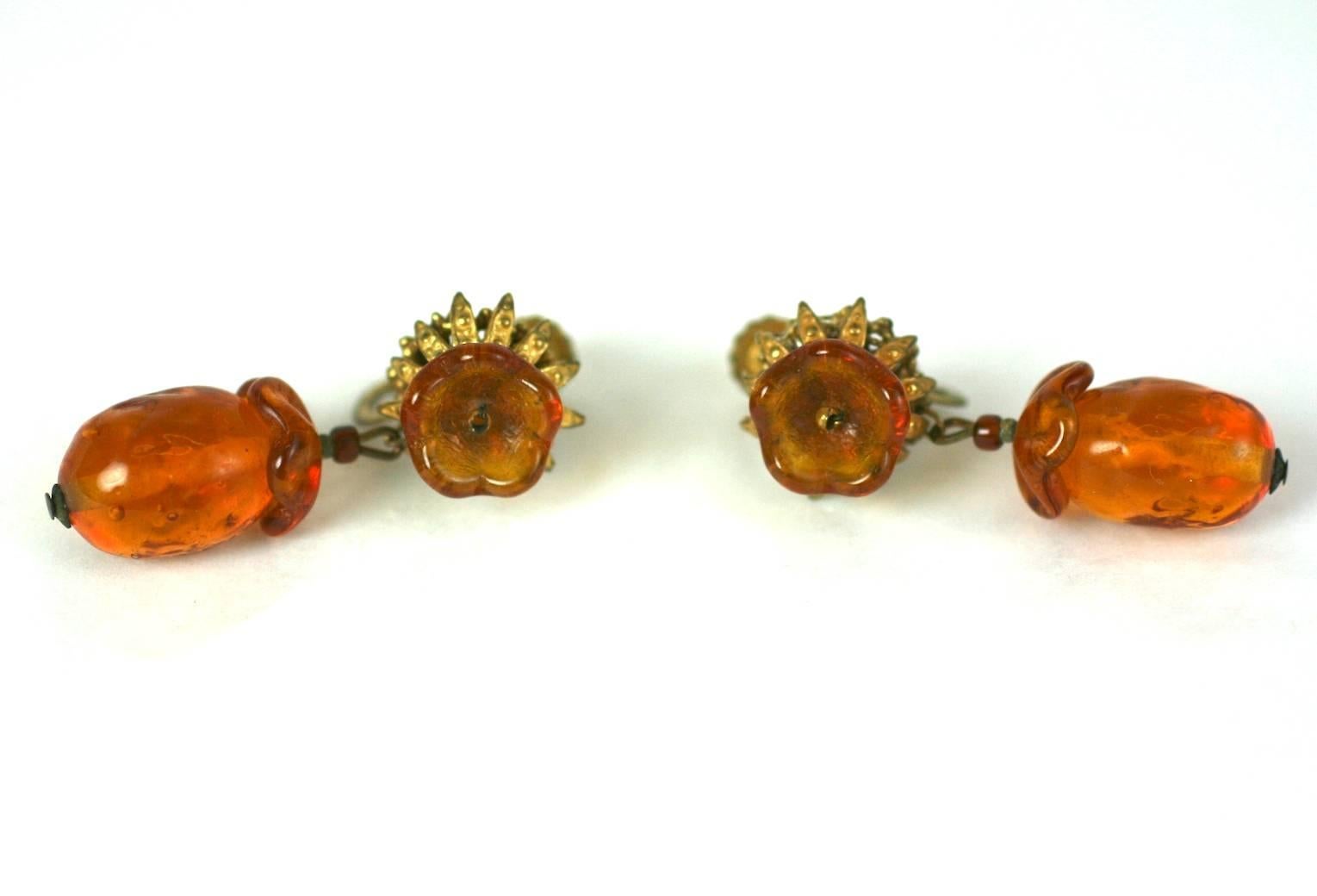 Miriam Haskell Topaz Flower Earrings In Excellent Condition In New York, NY