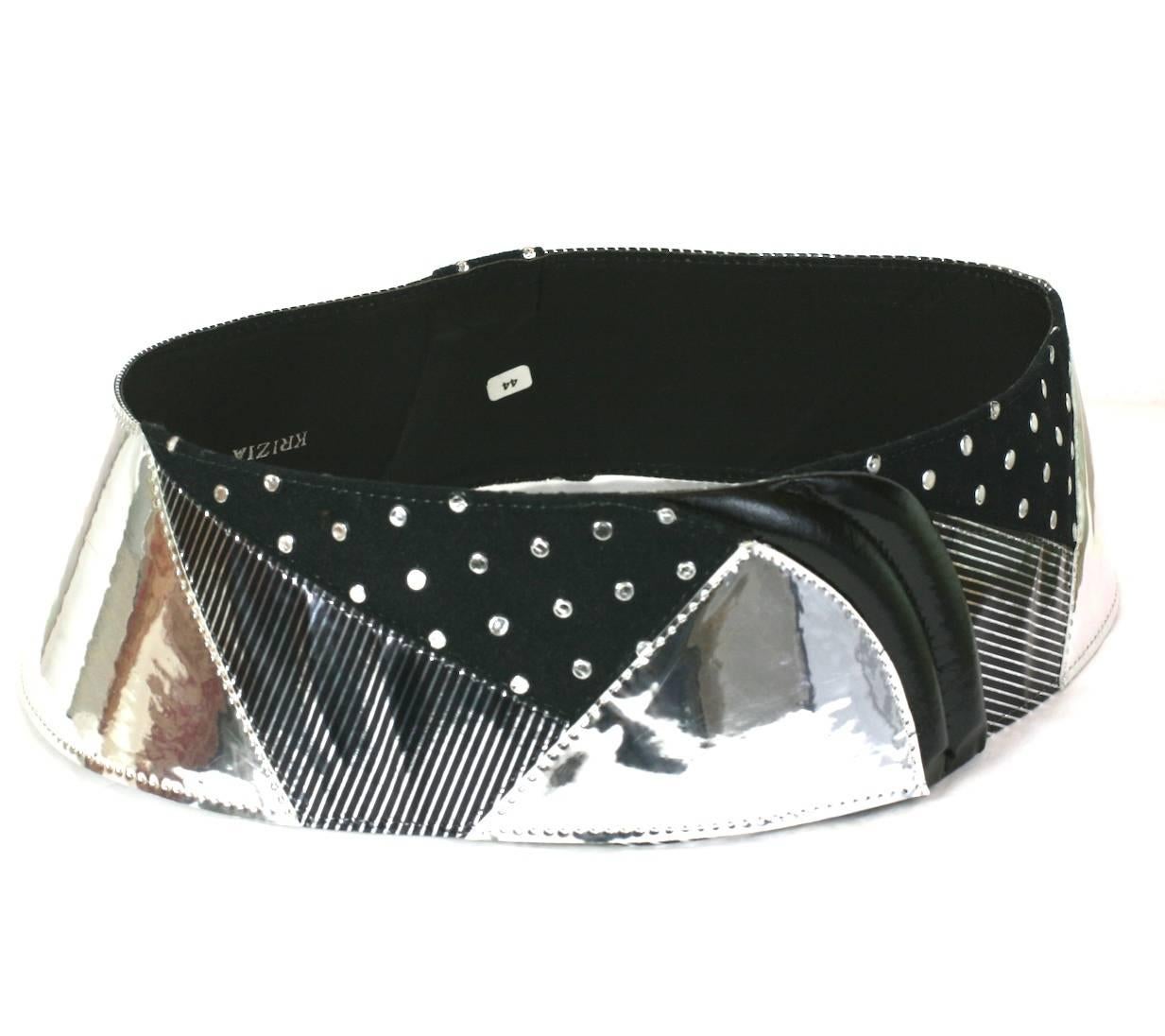 Krizia Pieced Metallic Hip Belt In Excellent Condition For Sale In New York, NY