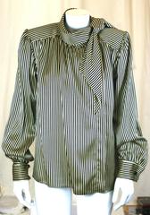 Yves Saint Laurent Silk Satin Tie Blouse