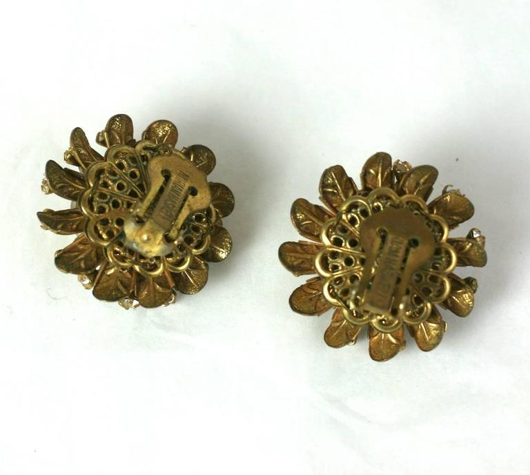 Mirian Haskell Flower Head Earclips For Sale at 1stDibs