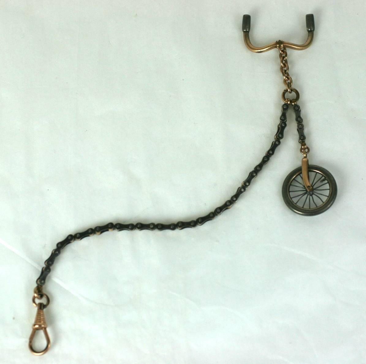 Victorian Novelty Bicycling Fob Chain In Excellent Condition In New York, NY