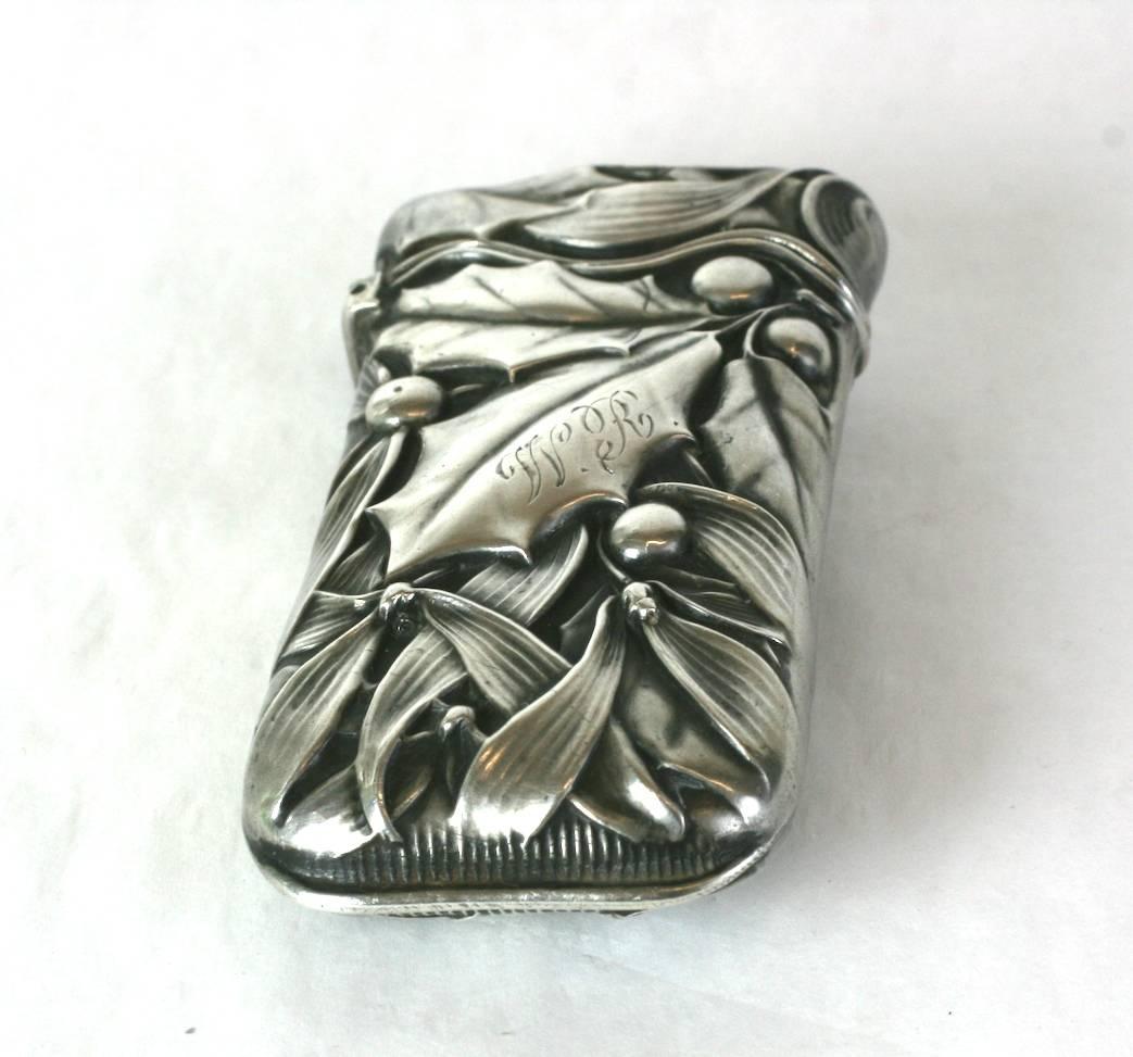 Gray Charming Victorian Matchsafe, Holly and Mistletoe, Whiting and Co.